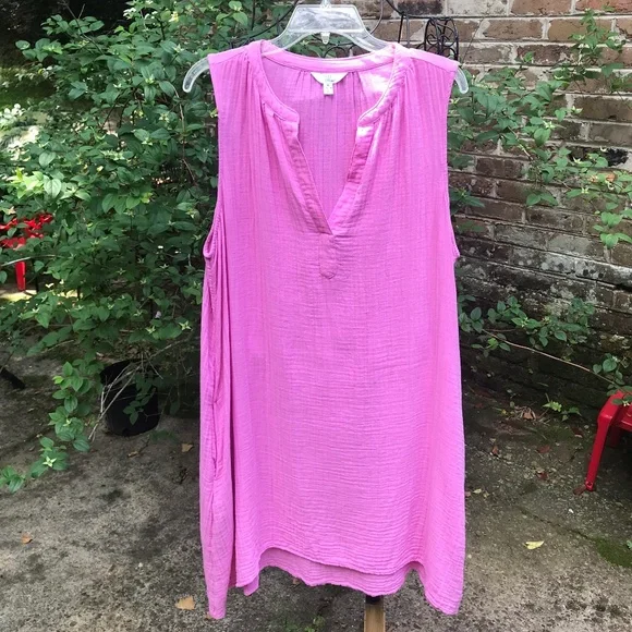 Time & Tru- PINK TEXTURED COTTON DRESS- Size- XL- NWOT - Picture 1 of 7